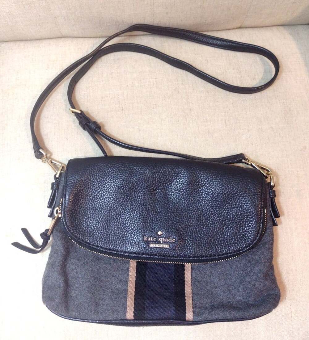 Kate Spade Felt Crossbody Bag - Grey/Black/Blue Jackson Street Harlyn, SC
